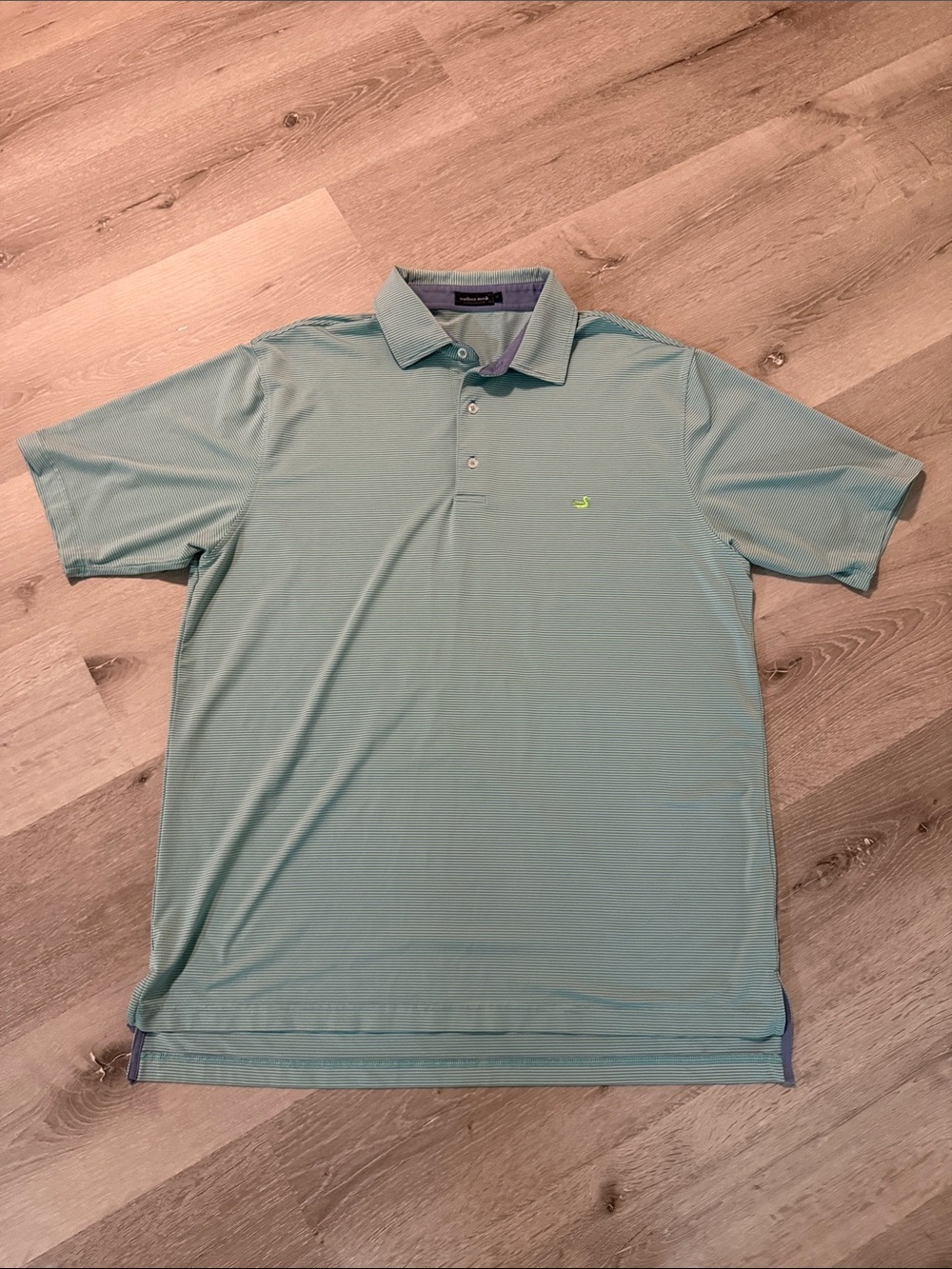 Southern Marsh Teal and Purple Striped Aqua Polo Shirt
